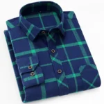 New Fashion Plaid Shirt Long Sleeve Shirt for Men-Green / 4 XL