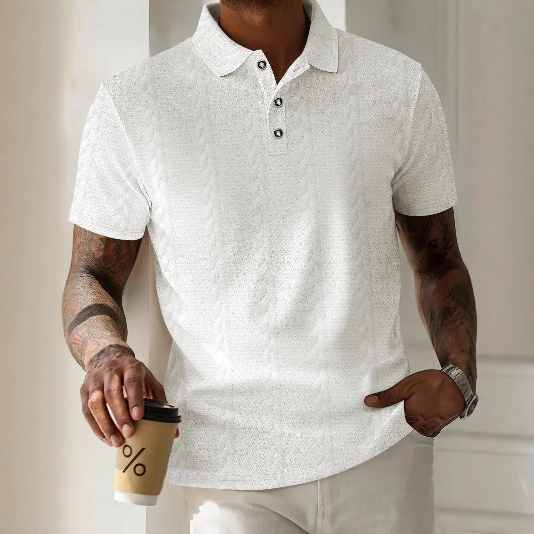 H3527dae8d00e446c9f28aea05ca59c13Z.webp New Summer Men's Fashion Loose Fit Casual Polo Shirts-White / S - Image 1