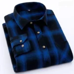 New Fashion Plaid Shirt Long Sleeve Shirt for Men-Blue / 3 XL