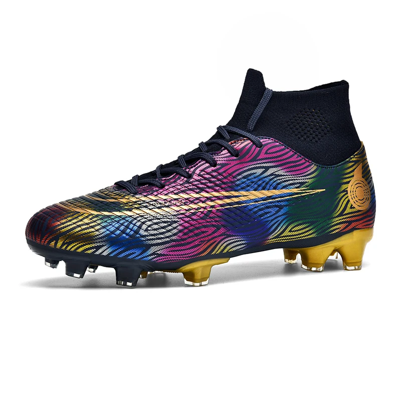Hab0ca9aade744bf3bc56272ec4fb517f1.webp Football Shoes High Mid-top Lace up Soccer Futsal Shoes Football Boots FG HG TF PU Leather Team Sports Boy's Men's Women's - Image 1
